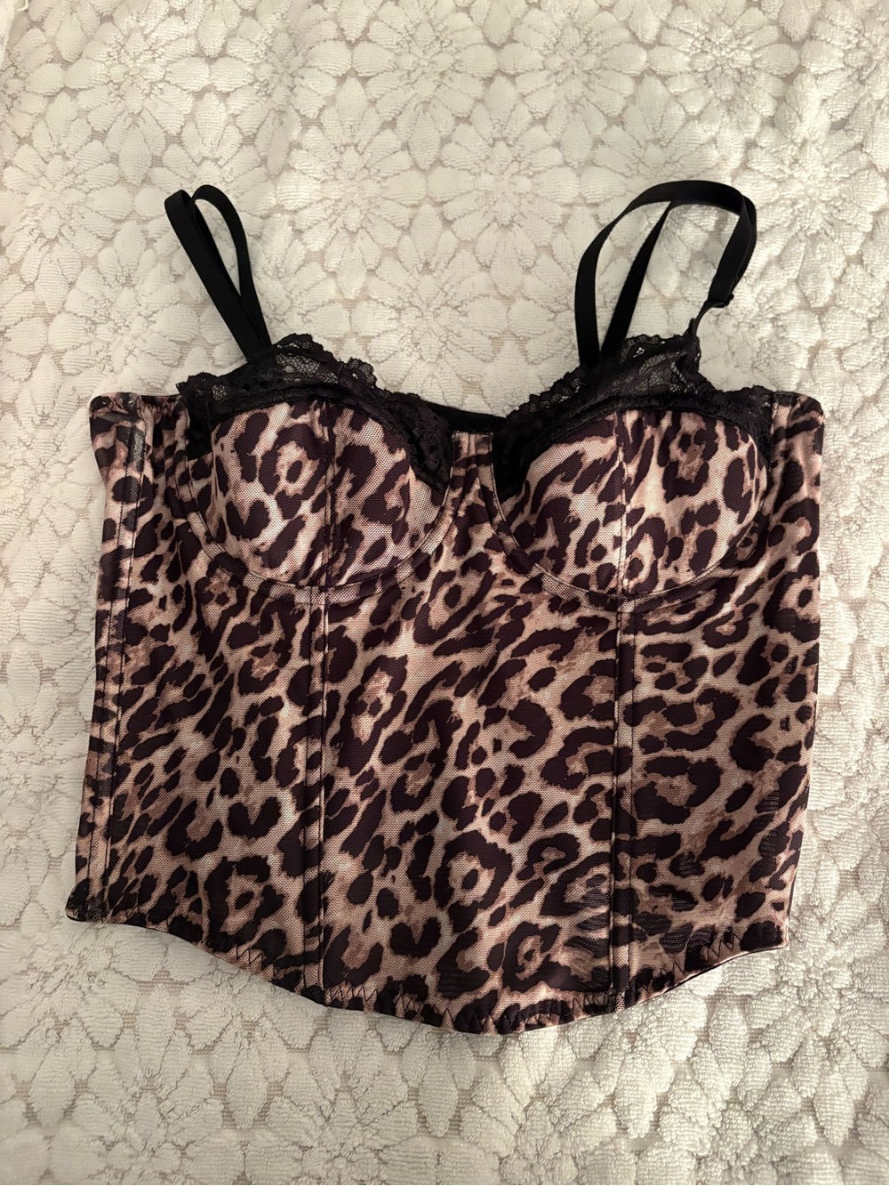 Sincerly Jules Leopard Print Bustier Corset Top - Black and Brown
